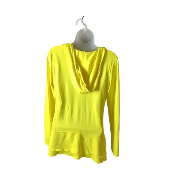 Calvin Klein Performance Quick Dry Womens Yellow Hooded Long Sleeve Ruched Top M - Picture 2 of 12